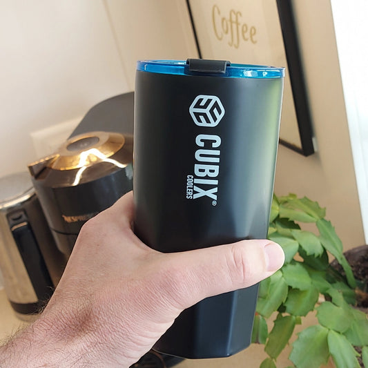 20 Ounce Tumbler - Insulated - Black with Blue Lid