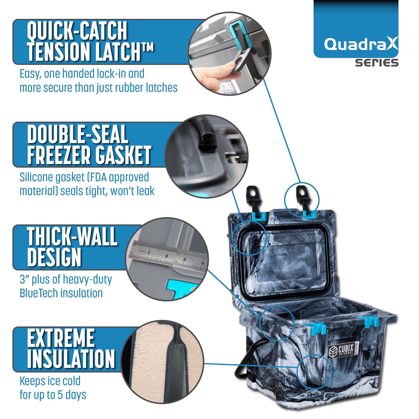 Outlet Steal! - 10 Quart QuadraX Cooler - Rotomolded -Winter Camo
