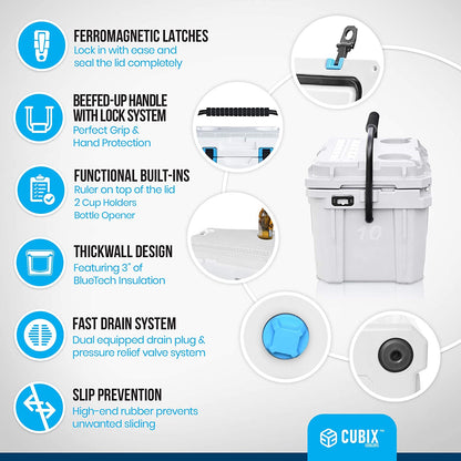 CLEARANCE - 10 Quart QuadraX Cooler - Rotomolded - Arctic White