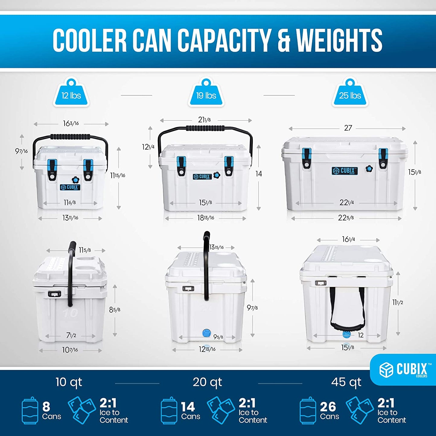 CLEARANCE - 10 Quart QuadraX Cooler - Rotomolded - Arctic White