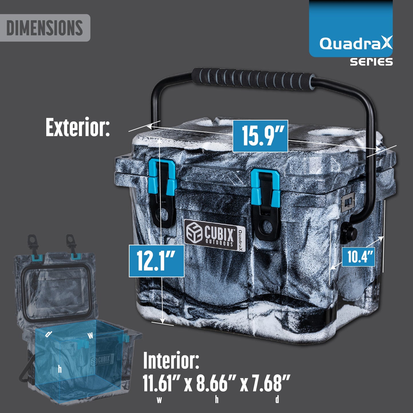 Outlet Steal! - 10 Quart QuadraX Cooler - Rotomolded -Winter Camo