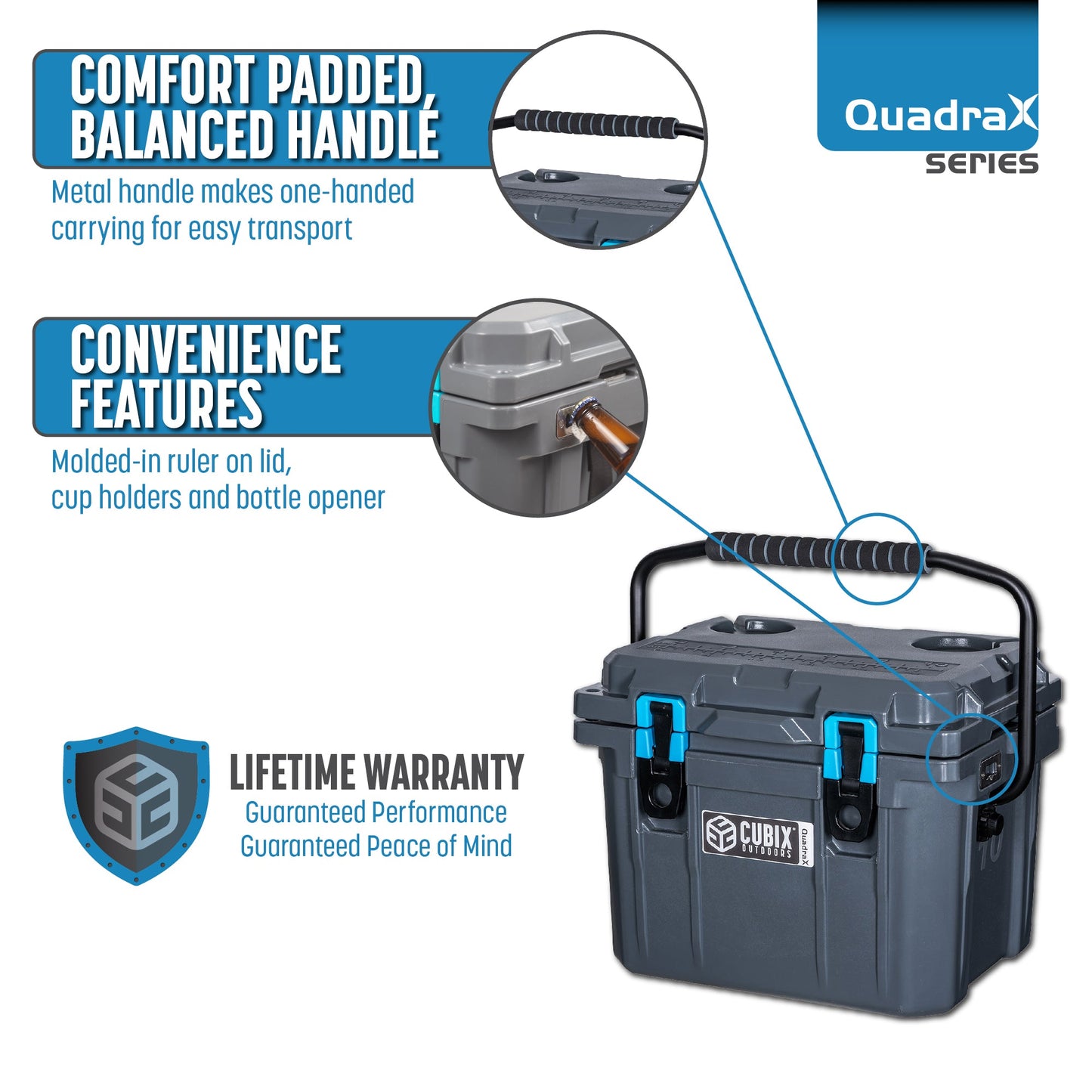 OUTLET - 10 Quart QuadraX Cooler - Rotomolded - Ember Orange
