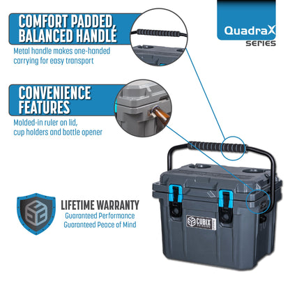 OUTLET - 10 Quart QuadraX Cooler - Rotomolded - Ember Orange