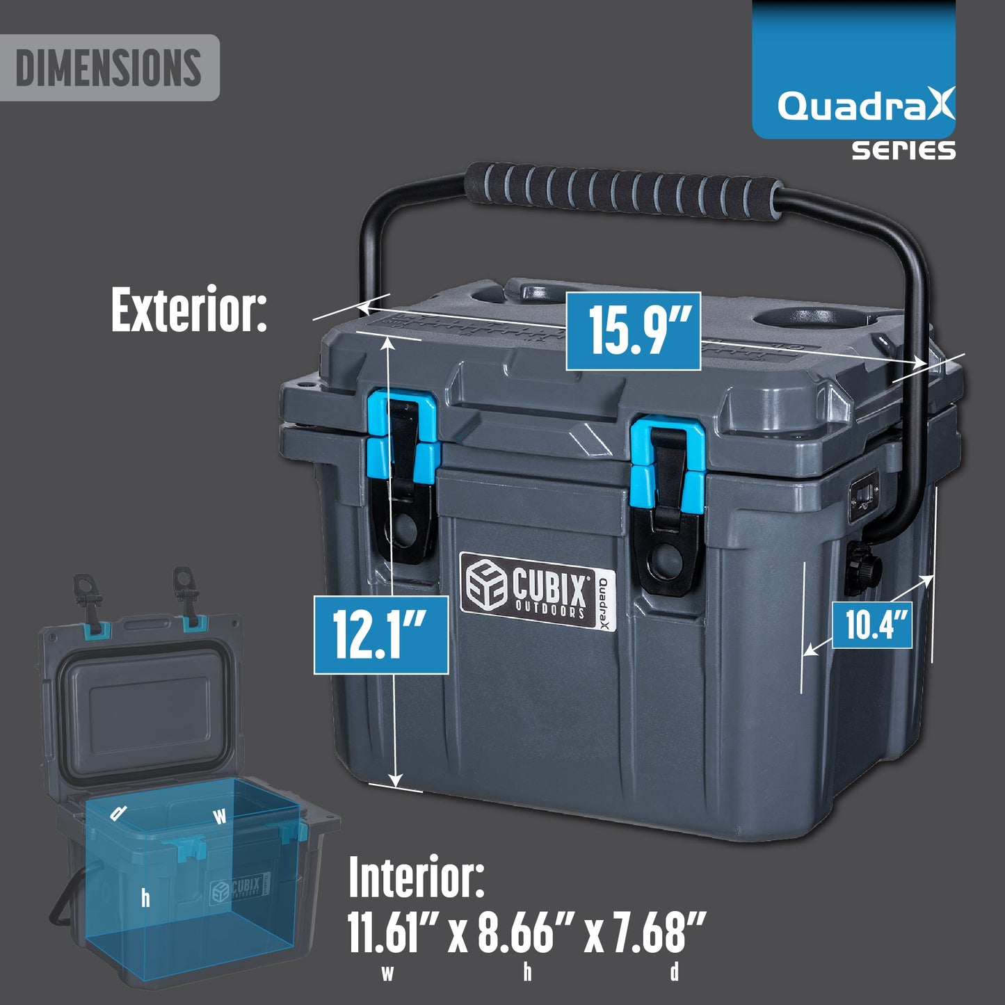 OUTLET - 10 Quart QuadraX Cooler - Rotomolded - Ember Orange