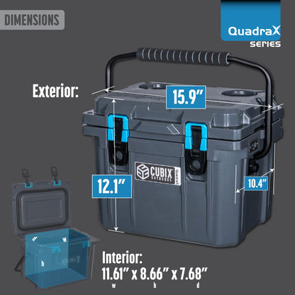 OUTLET - 10 Quart QuadraX Cooler - Rotomolded - Ember Orange
