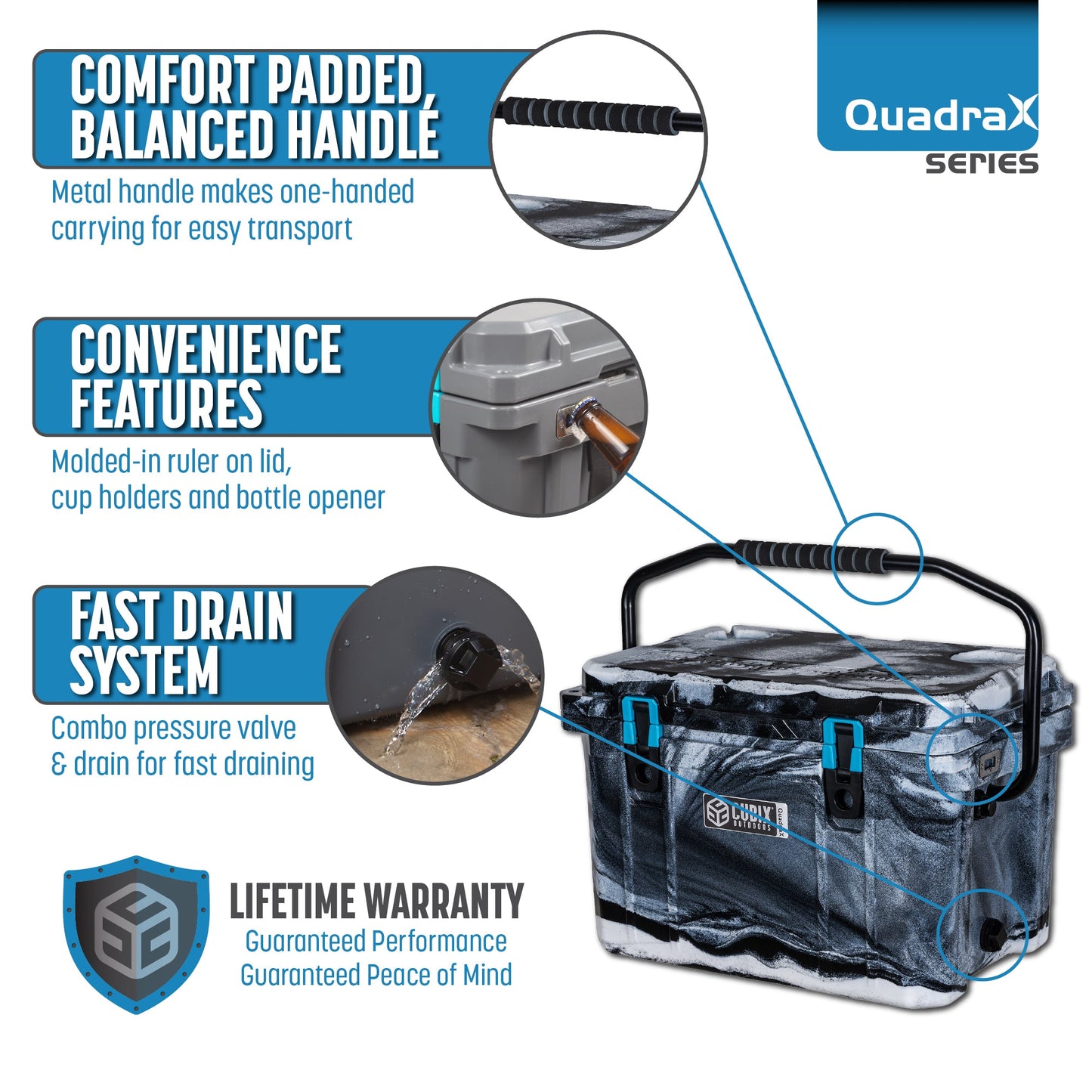 OUTLET - 20 Quart QuadraX Cooler - Rotomolded - Winter Camo