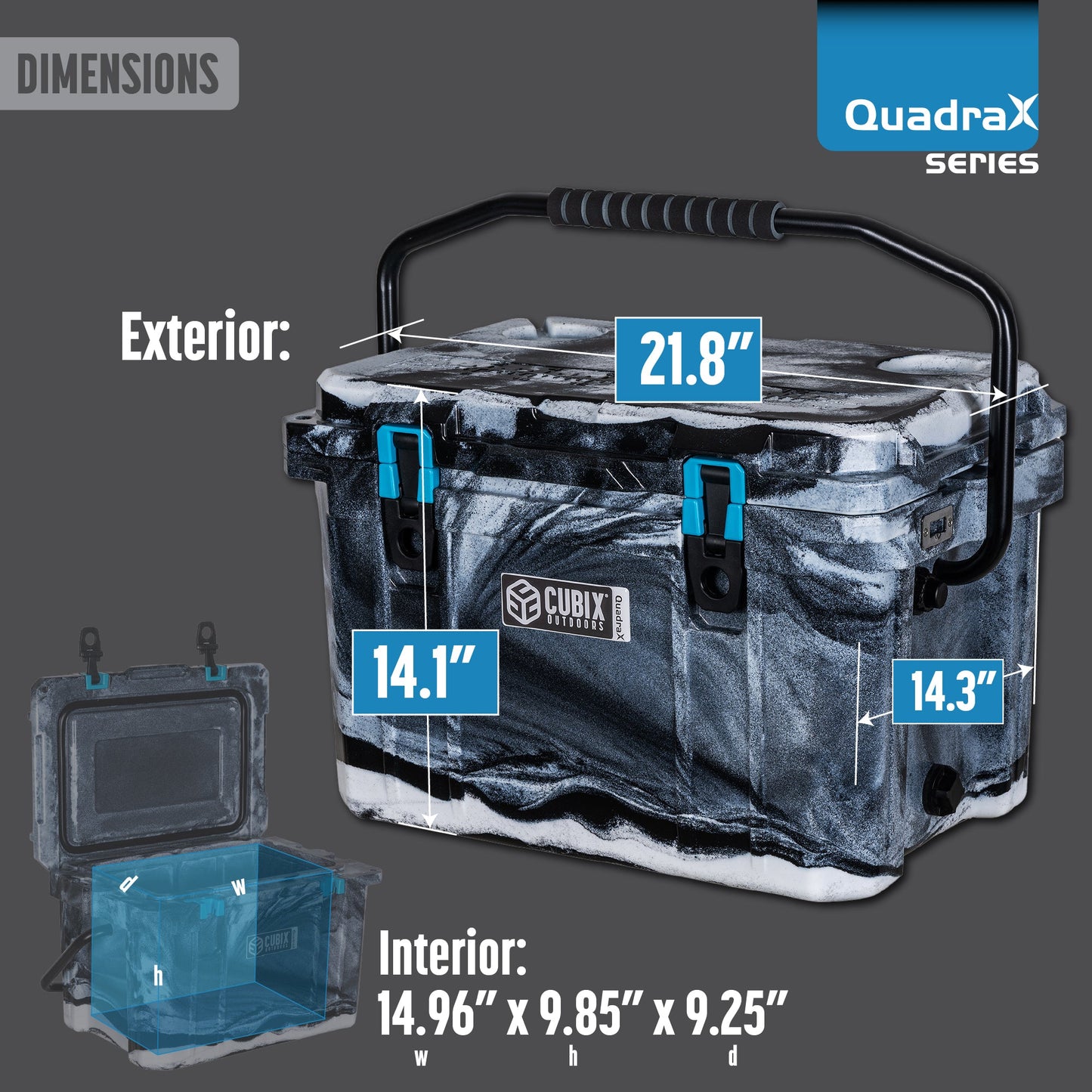 OUTLET - 20 Quart QuadraX Cooler - Rotomolded - Winter Camo