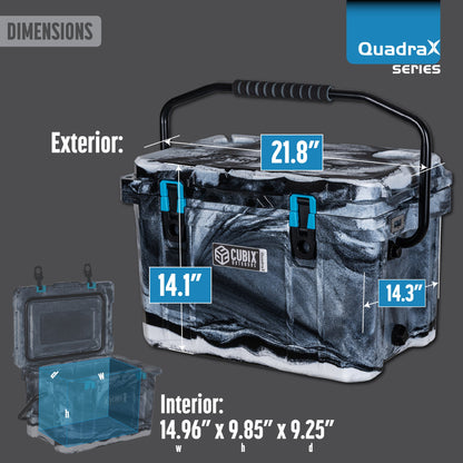 OUTLET - 20 Quart QuadraX Cooler - Rotomolded - Winter Camo